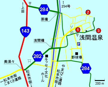 浅間温泉の地図